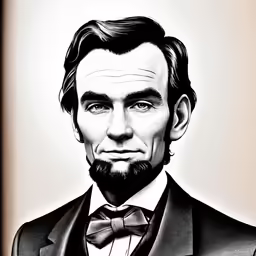 the abraham lincoln portrait has a dark shadow, and is on beige background