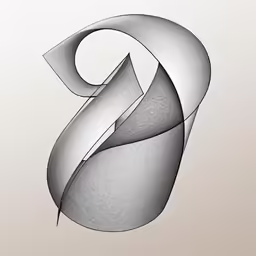 an abstract monogramic logo is made of thin shapes