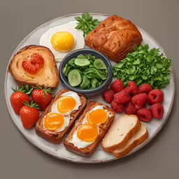 an image of a plate with toast and fruit