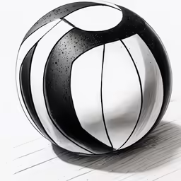 a black and white striped ball sitting on a table