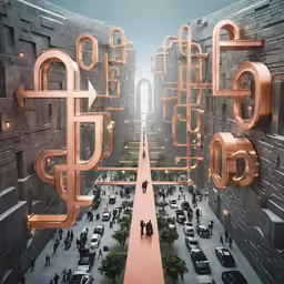 a group of people standing near many different letters