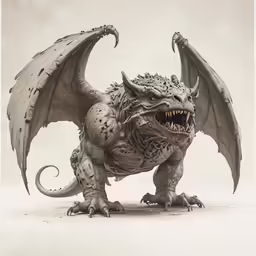 a statue of an dragon with sharp claws