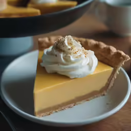 a plate with a slice of pie on it