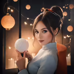 young asian woman wearing an elegant dress holding an air freshener