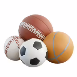 a bunch of different sized and colored ball