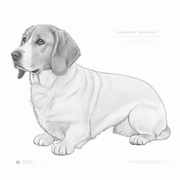 a dog drawn in pencil by hand on paper