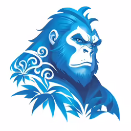 an gorilla with blue paint on its face