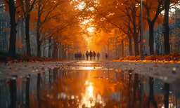a bunch of people walking down a street in the rain
