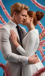 the gorgeous couple is kissing in the photo