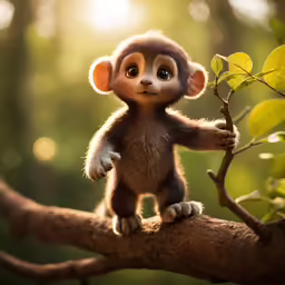 a brown animal is standing on the branch