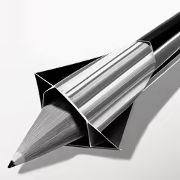 a black and white photo of a pencil in the shape of a triangle