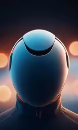 the futuristic looking ball is positioned at the back of the helmet