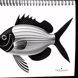 a black and white fish with stripes