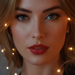 woman with lights around her neck and a necklace