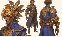 a set of figurines depicting a male character with a bird costume