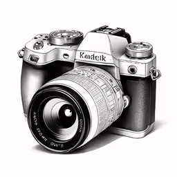 a drawing of a camera on white background