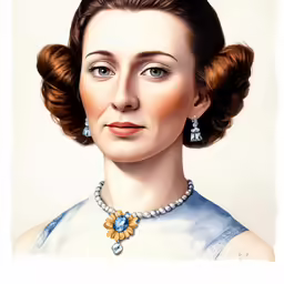 a painting of a woman wearing a blue dress