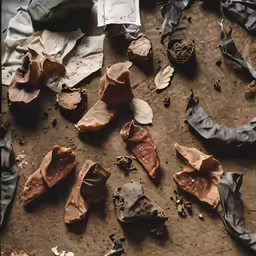 the contents of a disposable paper on the ground