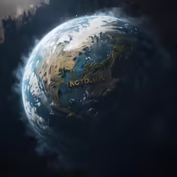 a digital rendering of the earth with clouds around it