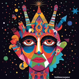 the psychedelic artwork is on display in a dark background