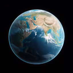 the earth from space, showing europe and asia