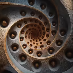 the inside workings of a large spiral - shaped object