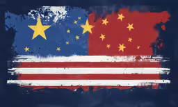 the united states flag is painted on blue
