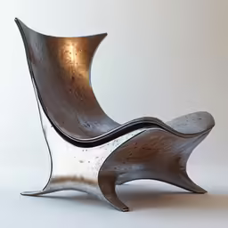 a shiny modern chair is shown with wavy lines on it