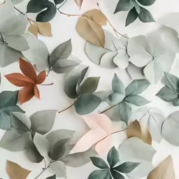 a white table with leaf cut outs on top