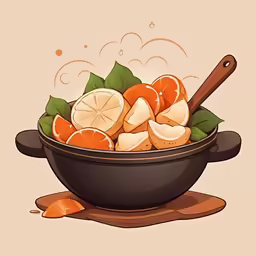 a bowl filled with orange slices next to a cutting board