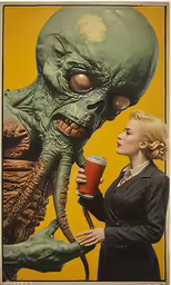 an advertisement for a new drink called alien coffee