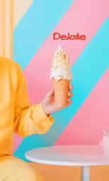 there is a person that is holding a cup of ice cream