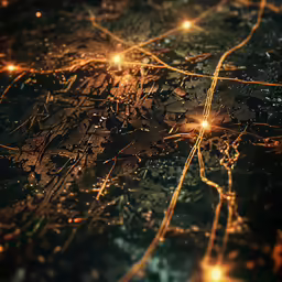 an area covered with golden lights is lit up