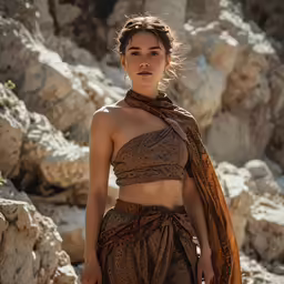 a woman with short hair wearing a halter top