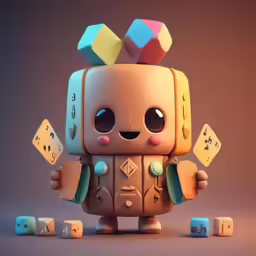 a tiny toy with some dice in it