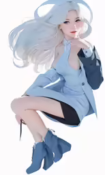 a woman with long hair sitting on a floor
