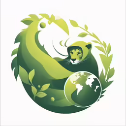 a panda holding a cat in a green circle