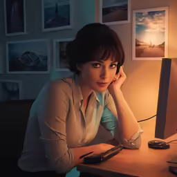 an image of a woman on the telephone