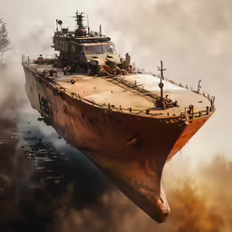 an animated image of a huge ship floating in the ocean