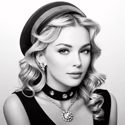 a woman with a black and white photo