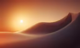 a desert area with some sand dunes and the sun rising