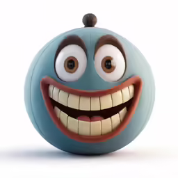 an orange ball that has eyes and smiling