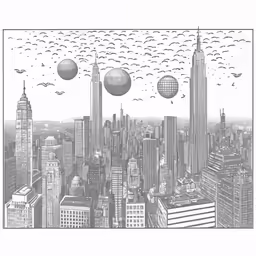 a drawing of a city is featured in this picture