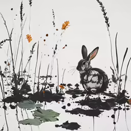 an animal with a rabbit in the water