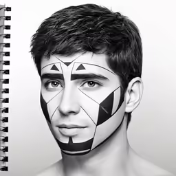 a man with face painted to look like a geometric design