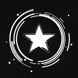 a white star is on top of the black background