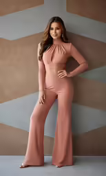 a woman posing for the camera wearing pink