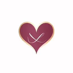 a heart with the letter k inside,the letter c in the shape of a heart with an elegant symbol inside