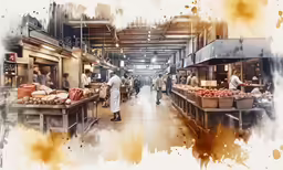 an image of a market area full of fruit