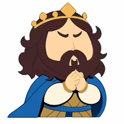 jesus with crown and robe praying